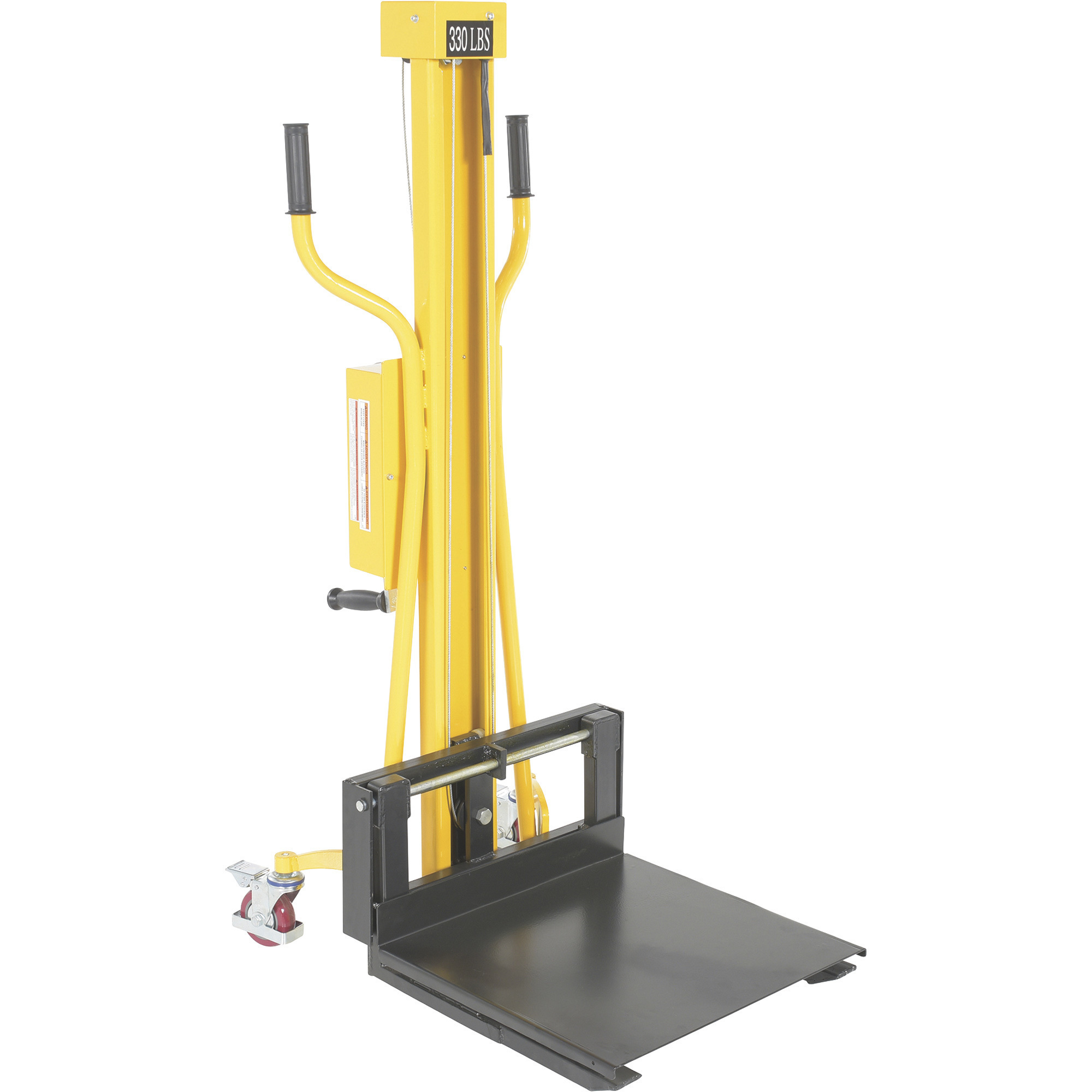 Vestil Portable Hand Winch Lifter - 330-Lb. Capacity, Removable Platform, Model# HWL-330
